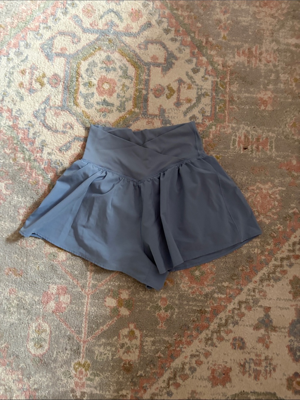 Aerie Womens Crossover Waist Light Carolina Blue Flowy Shorts